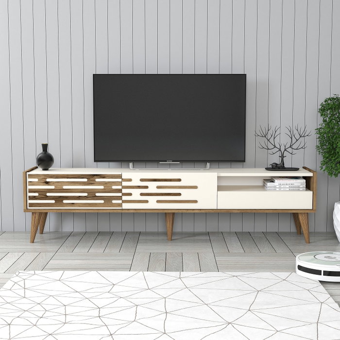 Hanah Home Soporte para televisor Valensiya - Nogal, Crema